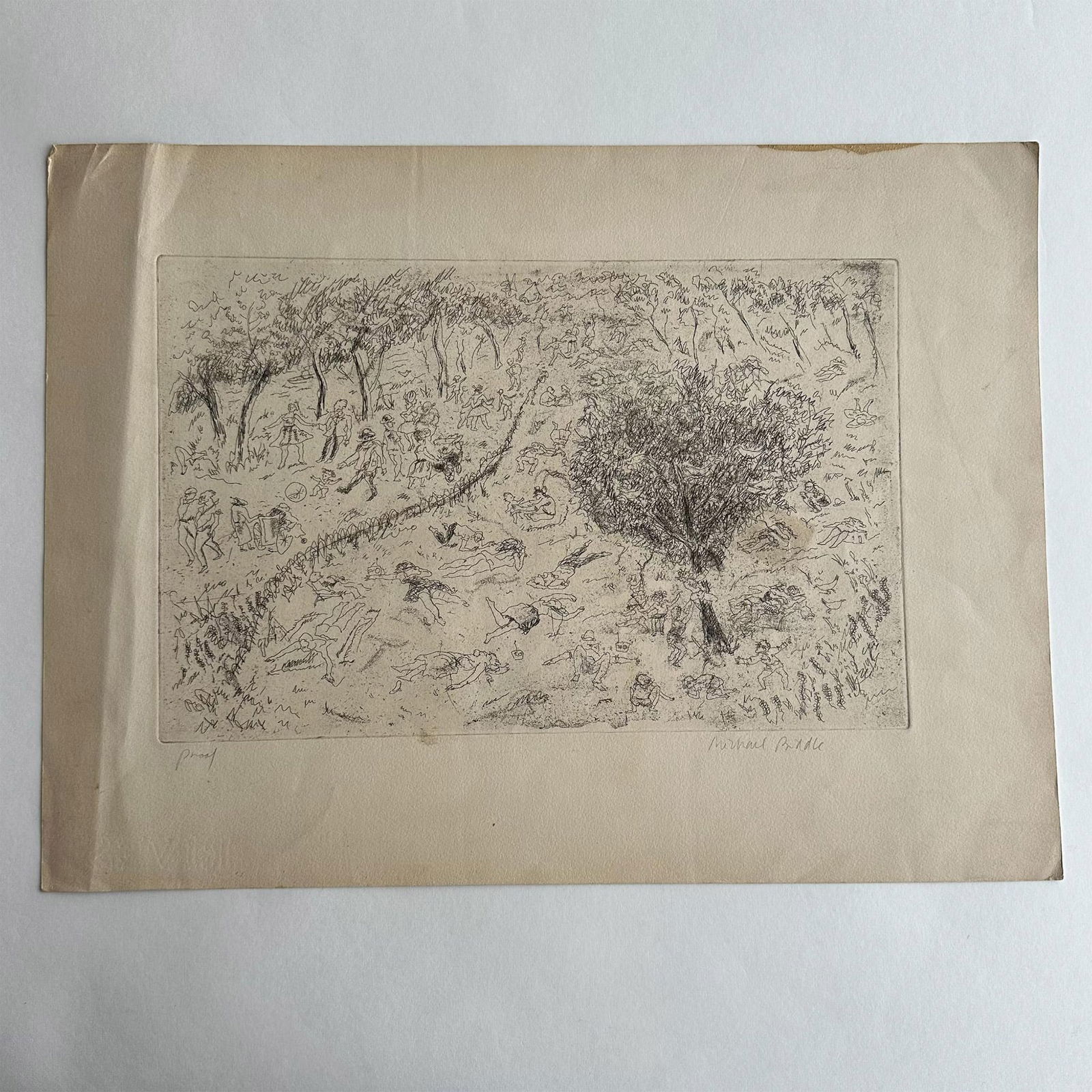 Michael Biddle, Original Etching on Paper, Signed (1 of 3)