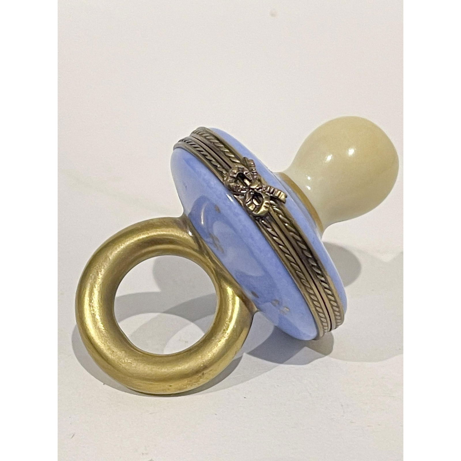 Limoges France Keepsake Box, Blue Baby Pacifier Numbered (1 of 4)
