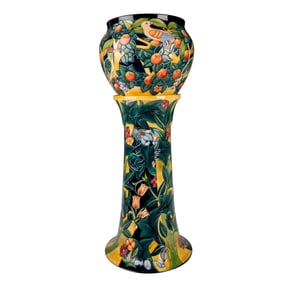 2pc Moorcroft Jardiniere & Stand, Tree Bark Thief