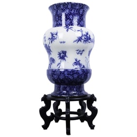 Doulton Burslem Blue & White Pomegranate Floor Vase