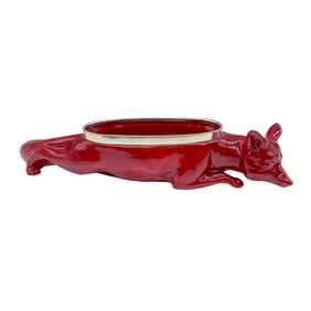 Royal Doulton Flambe Bowl with Silver Rim, Fox Bowl Stalking