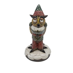 Andrew Hull Stoneware Grotesque Jar, Elf Owl, Signed