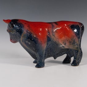 Rare Royal Doulton Prototype Sung Flambe Figurine of a Bull