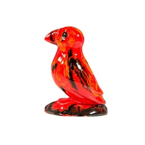 Anita Harris Pottery Puffin Figurine, Hot Coal Finish Signed