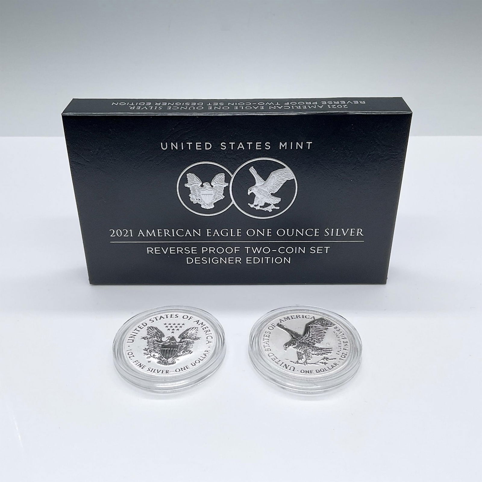 2pc 2021-W & S Silver Eagle Dollar Reverse Proof Coins (1 of 3)