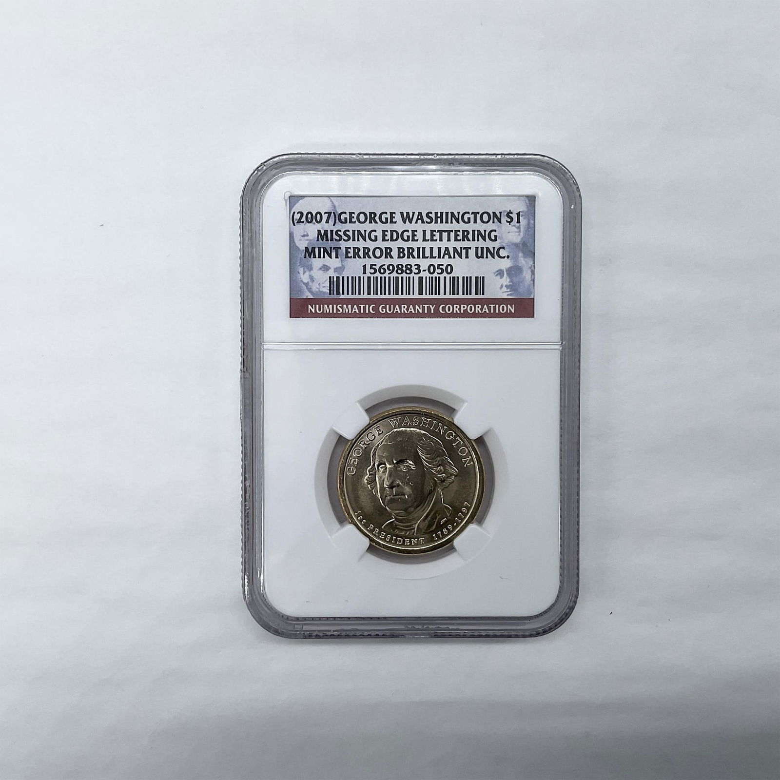 2007 George Washington Presidential Dollar Coin NGC BU Mint Error (1 of 2)