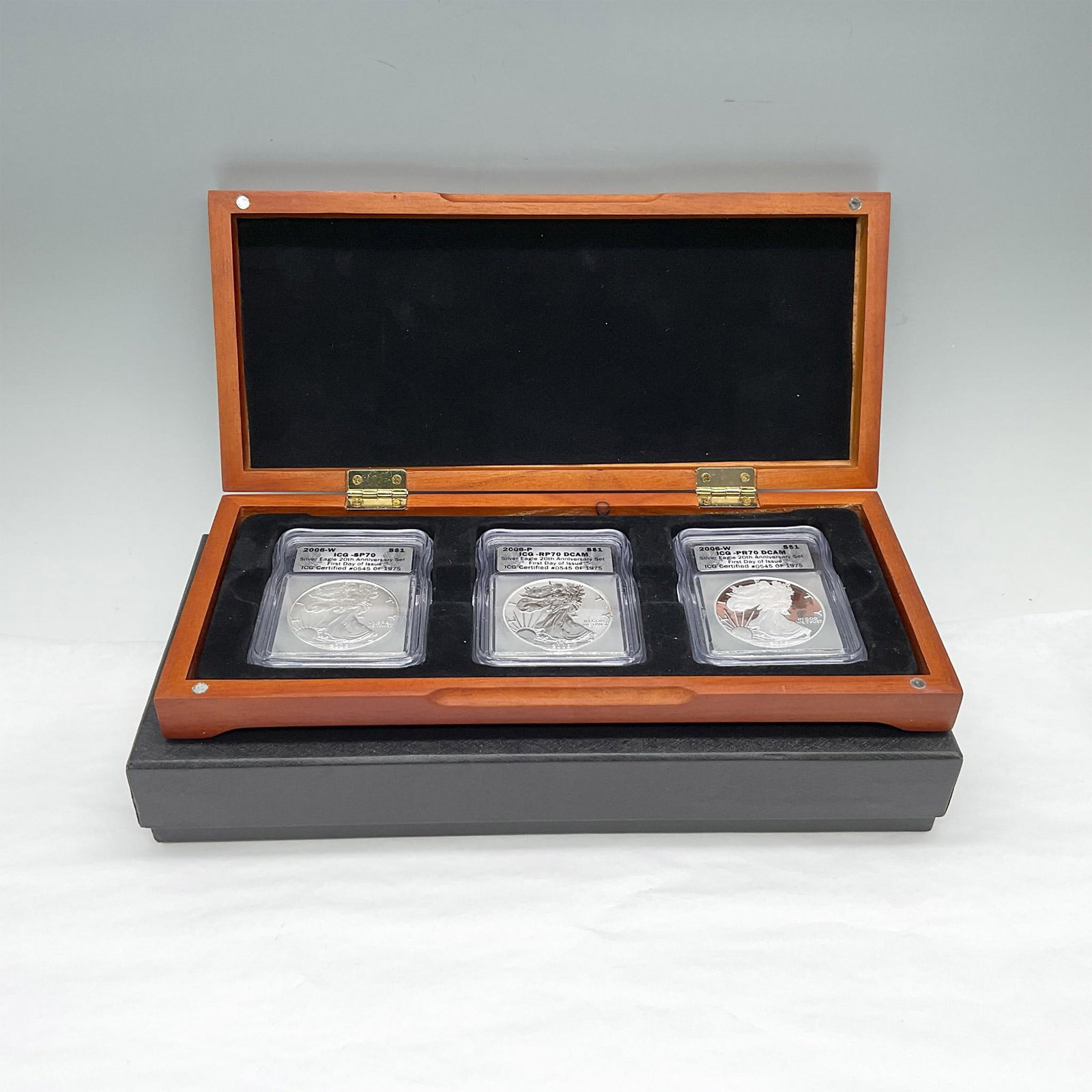 3pc 2006-W and P Silver Eagle Dollar 20th Anniv. Set ICG FDOI (1 of 3)