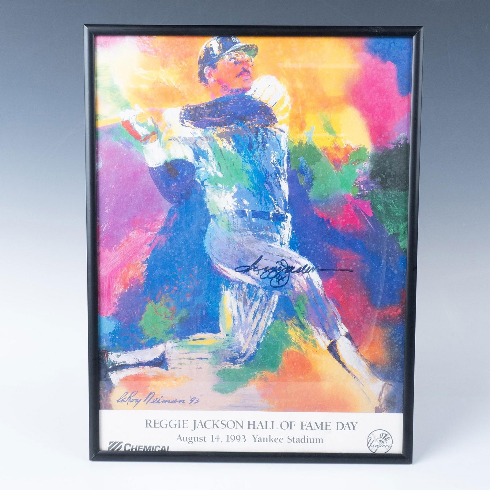Reggie Jackson Signed Leroy Neiman Poster Framed