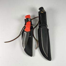 2pc Buck Fixed Blade Knives, 679 and Knighthawk