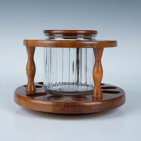 2pc Dunhill 9 Pipe Holder Lazy Susan Stand with Humidor