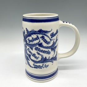 Vintage Blue Delft Porcelain Beer Stein