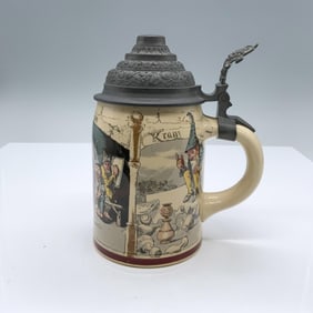 Vintage Geschutzt Pottery Stein, Gnomes Bowling