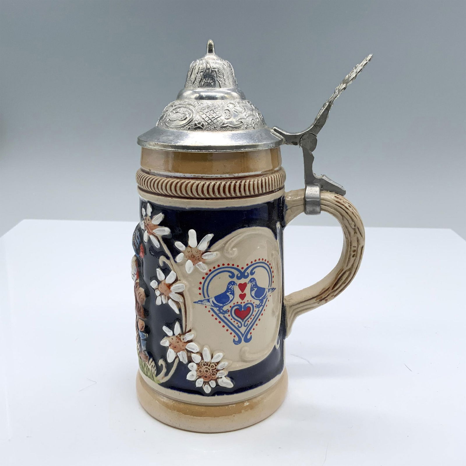 Vintage Stoneware West German Beer Stein, Lovebirds (1 of 5)