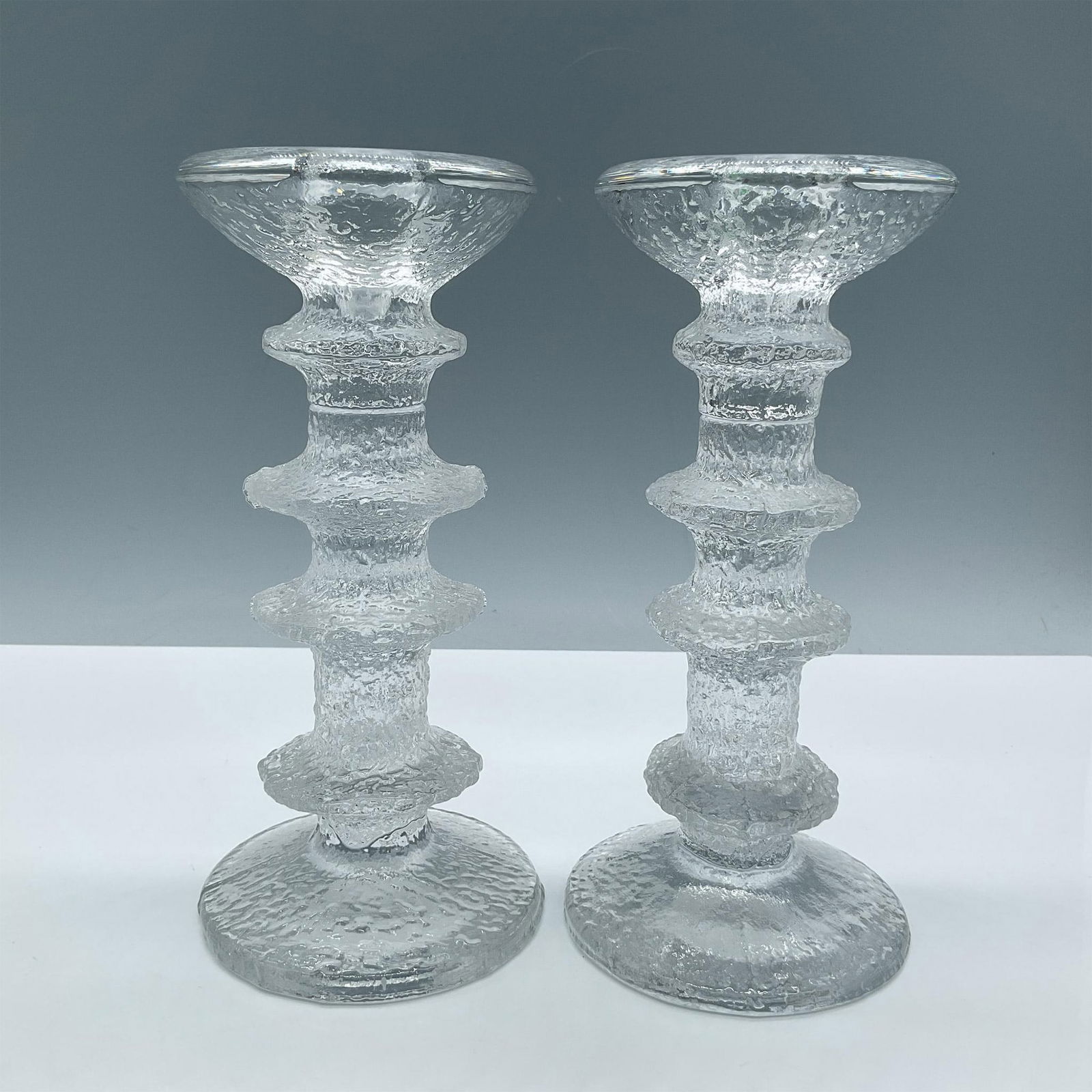 Pair of Iittala Glass Candleholders, Festivo Ice (1 of 3)