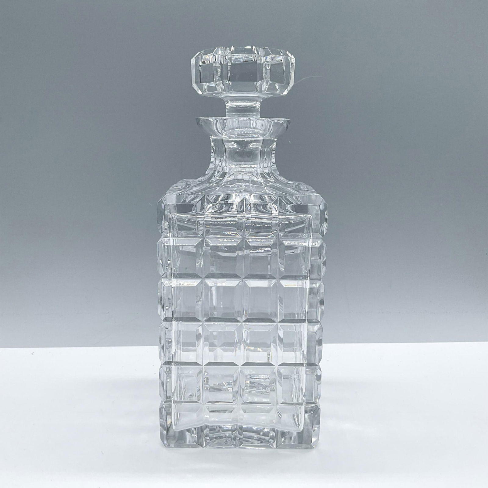 Vintage Crystal Decanter with Stopper, Squares (1 of 4)