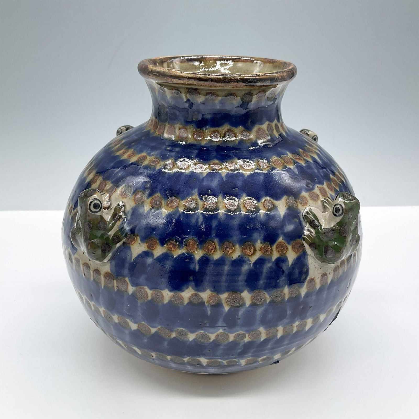 Studio Artisan Signed Pottery Vase, Frogs (1 of 3)