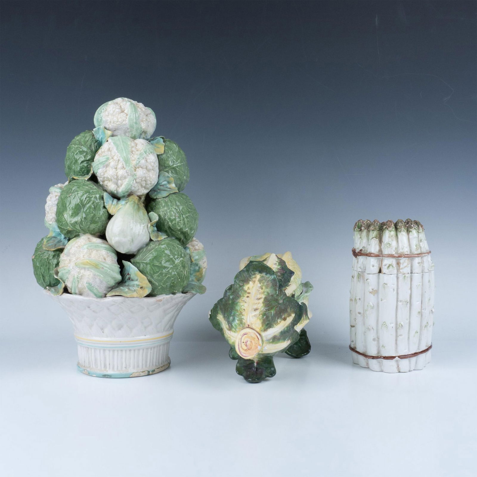 3pc Ceramic Art Pottery Vegetable Figurine Containers (1 of 7)