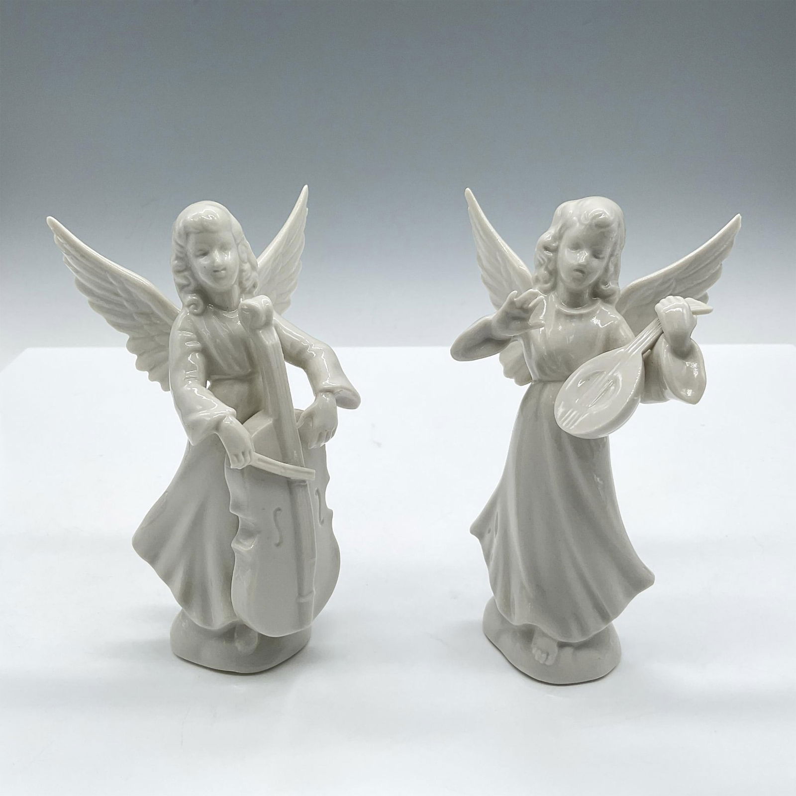 2pc Dresden Porcelain Angel Figurines with Instruments (1 of 3)