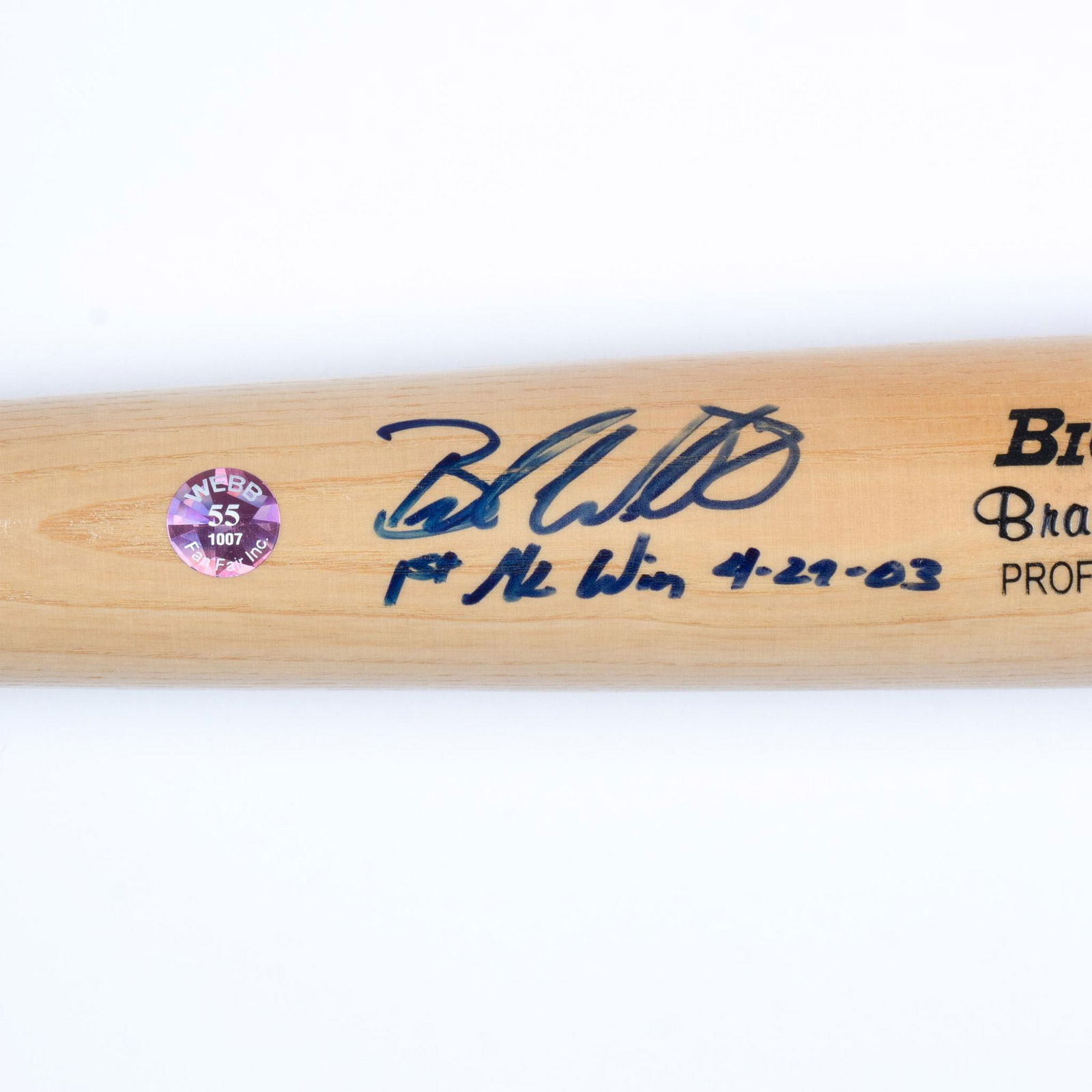 Brandon Webb Autographed Rawlings Baseball Bat (1 of 4)