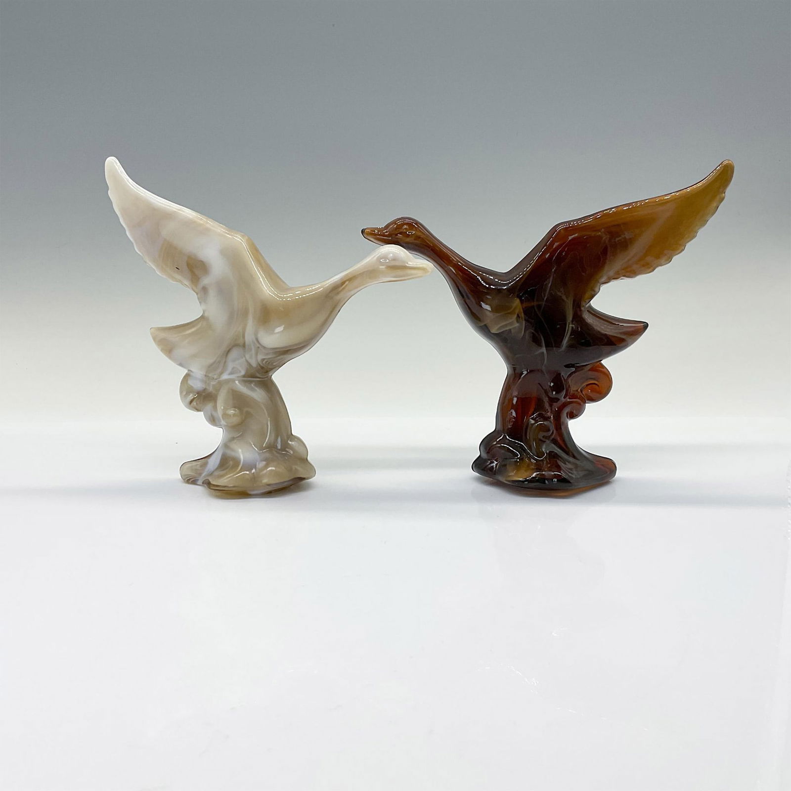 2pc Imperial by Heisey Slag Glass Figurines, Ducks Flying (1 of 5)