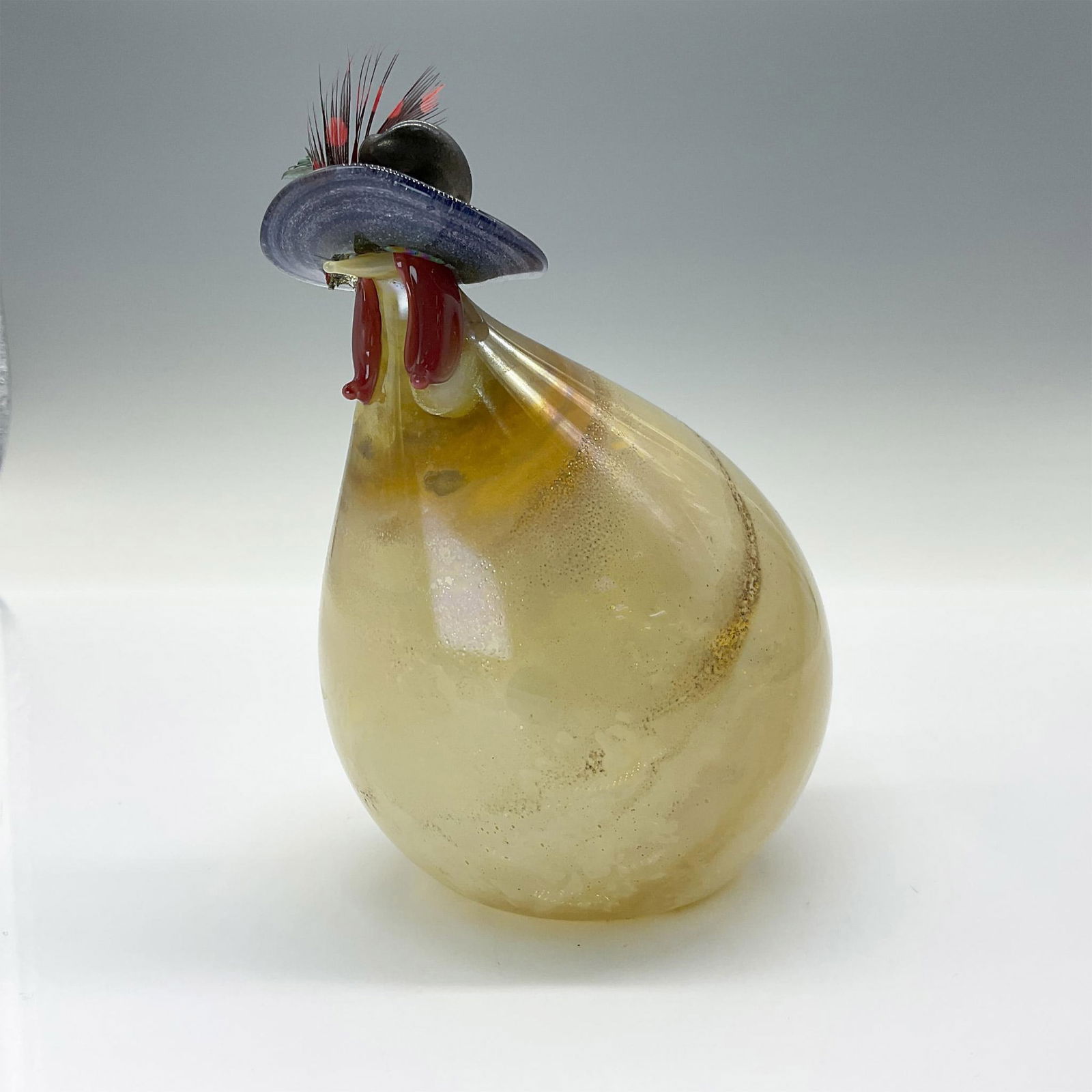 Rene Burri Mundgeblasen Blown Glass Chicken with Hat (1 of 5)