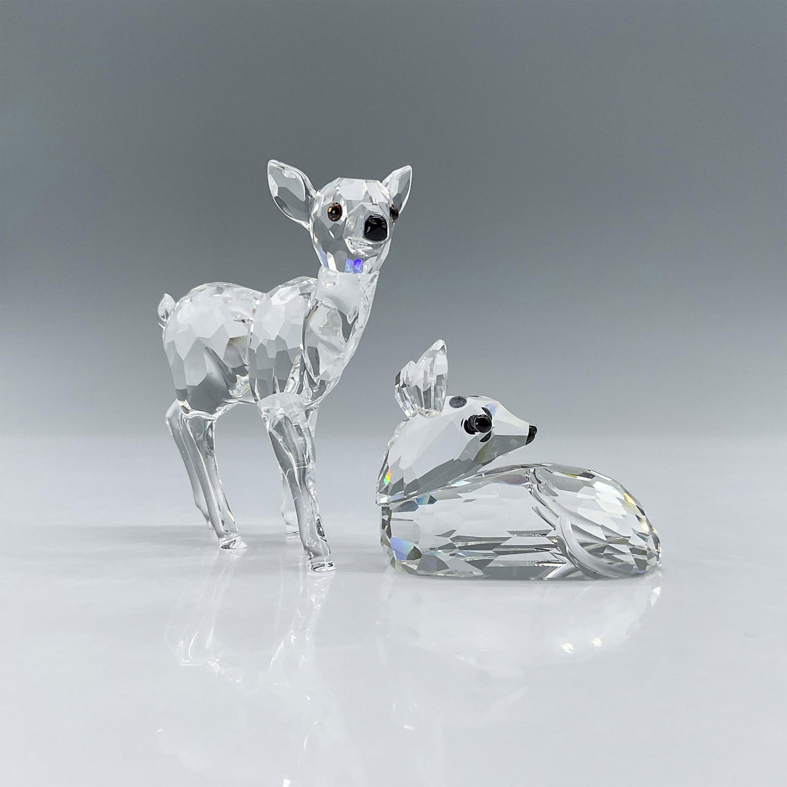 Pair of Swarovski Crystal Figurines, Doe and Fawn (1 of 4)
