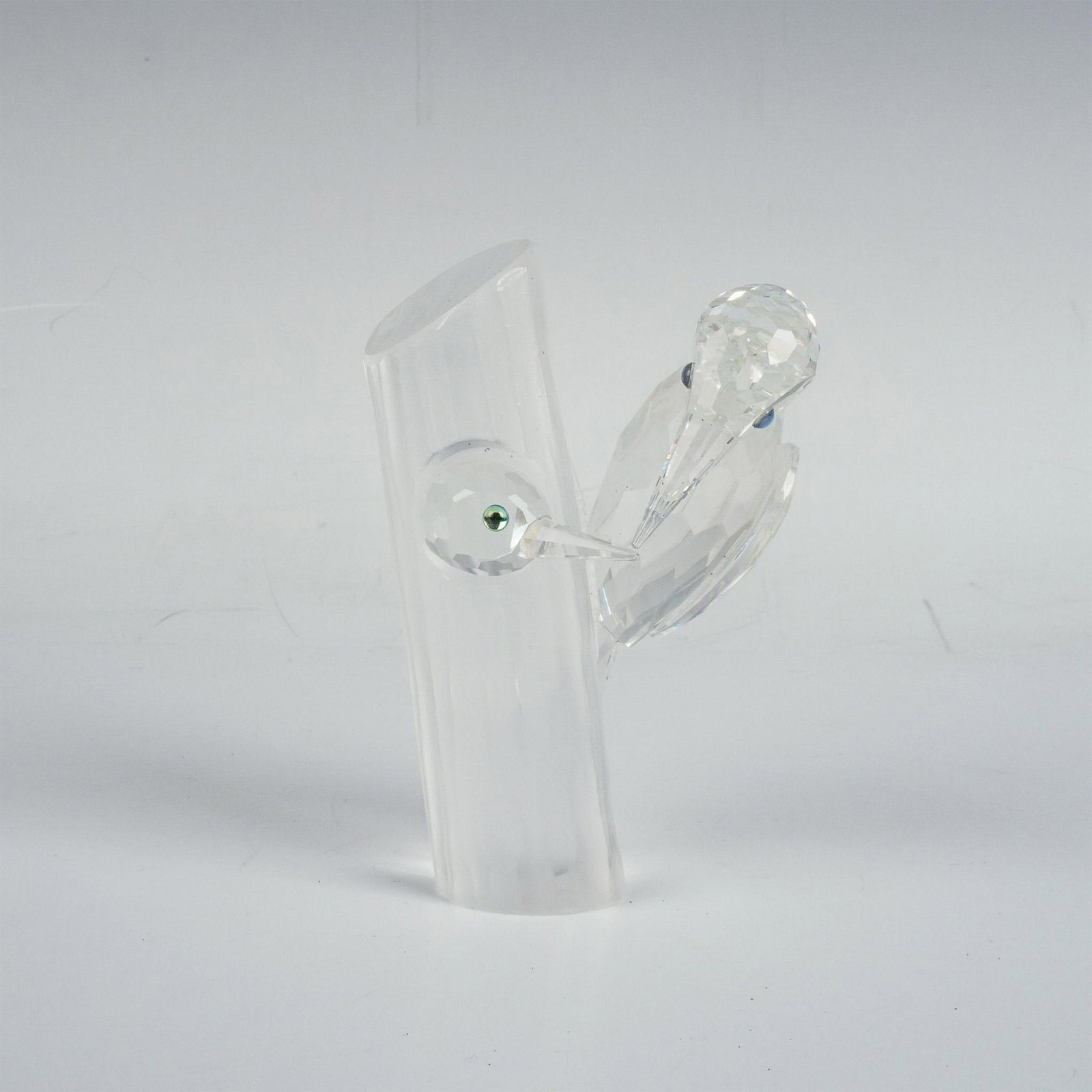 Swarovski Crystal SCS The Woodpeckers Figurine, Sharing: A clear and frosted figure of wood pecking birds with iridescent eyes, perched and inside a tree. Part of the 1988 Annual Edition. Swarovski Collectors Society SCS Swarovski marking. This item has its