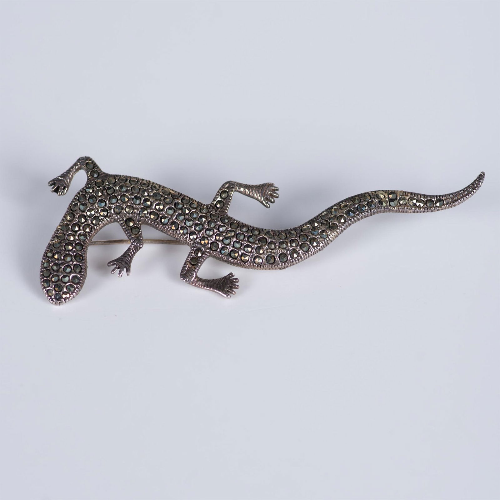 Vintage Sterling Silver and Marcasite Lizard Brooch (1 of 3)