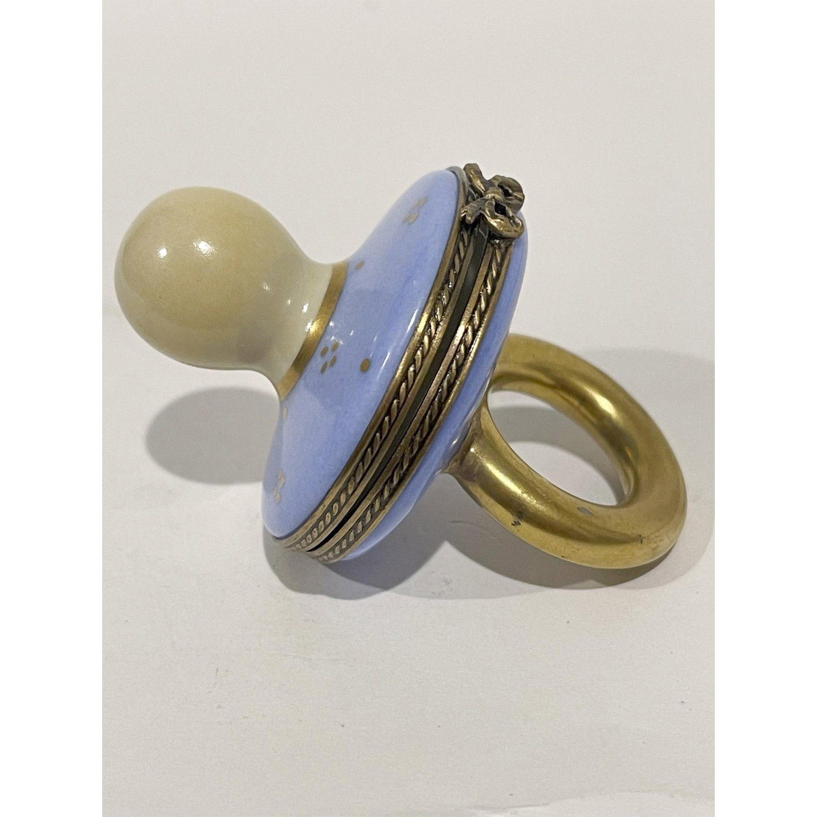 Limoges France Keepsake Box, Blue Baby Pacifier Numbered (1 of 4)