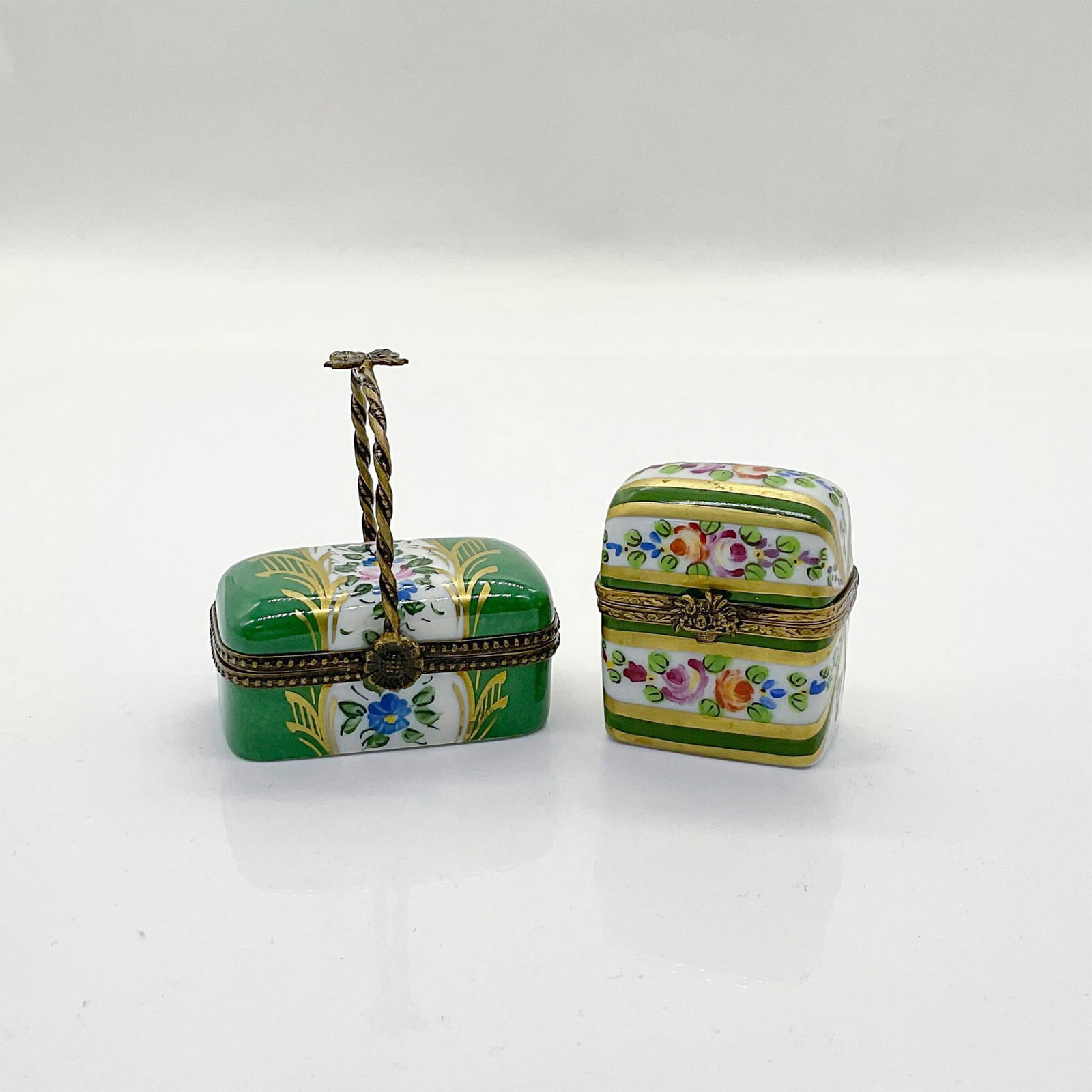 2pc Limoges France Keepsake Box, Flowers (1 of 4)