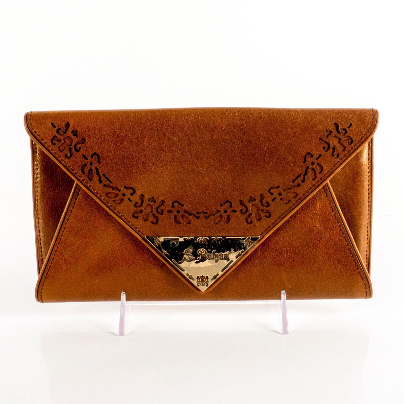 BVLGARI Metallic Brown Leather Clutch Bag Italy (1 of 5)