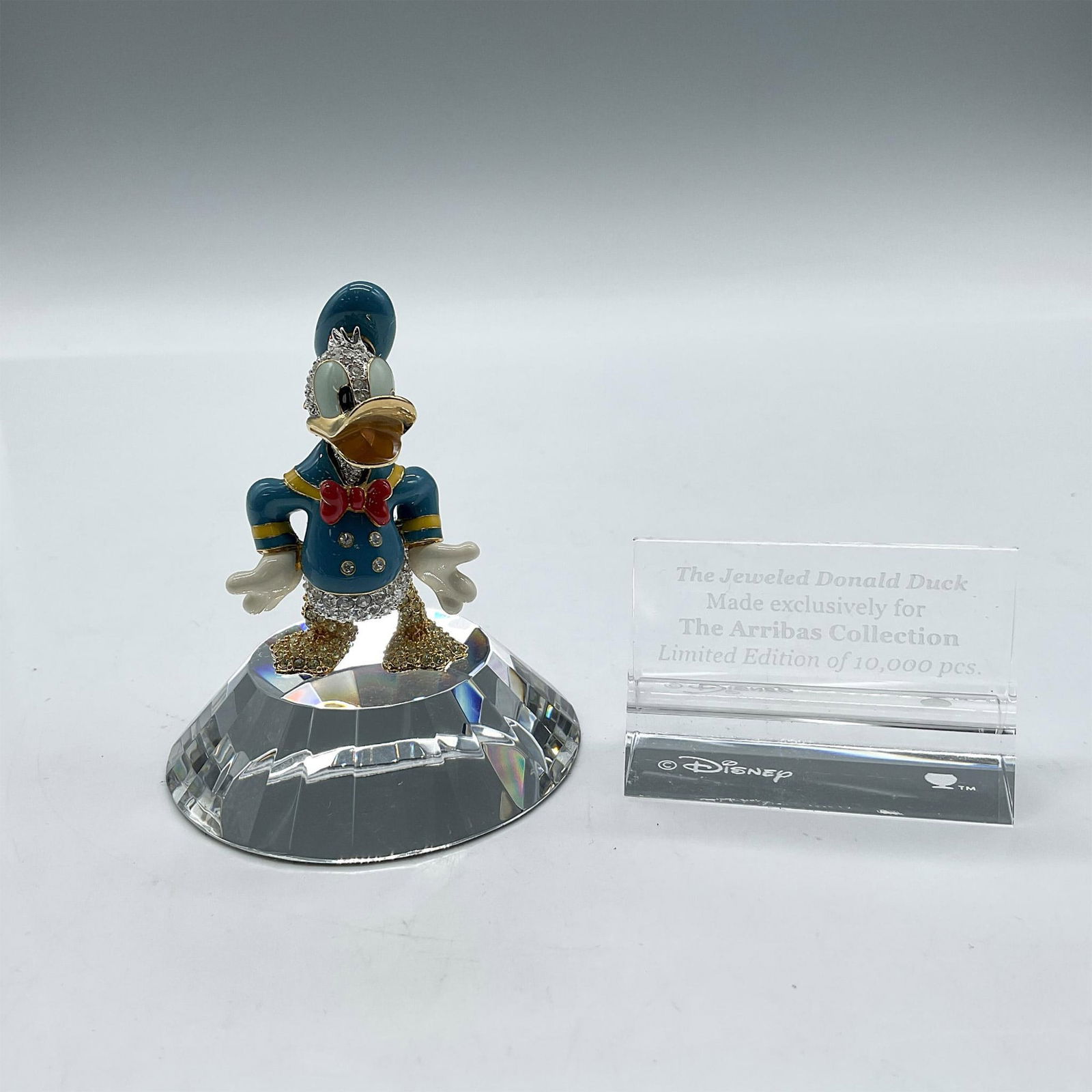 3pc Arribas Bros. Jeweled Figurine, Donald Duck, Base, Plaque (1 of 4)