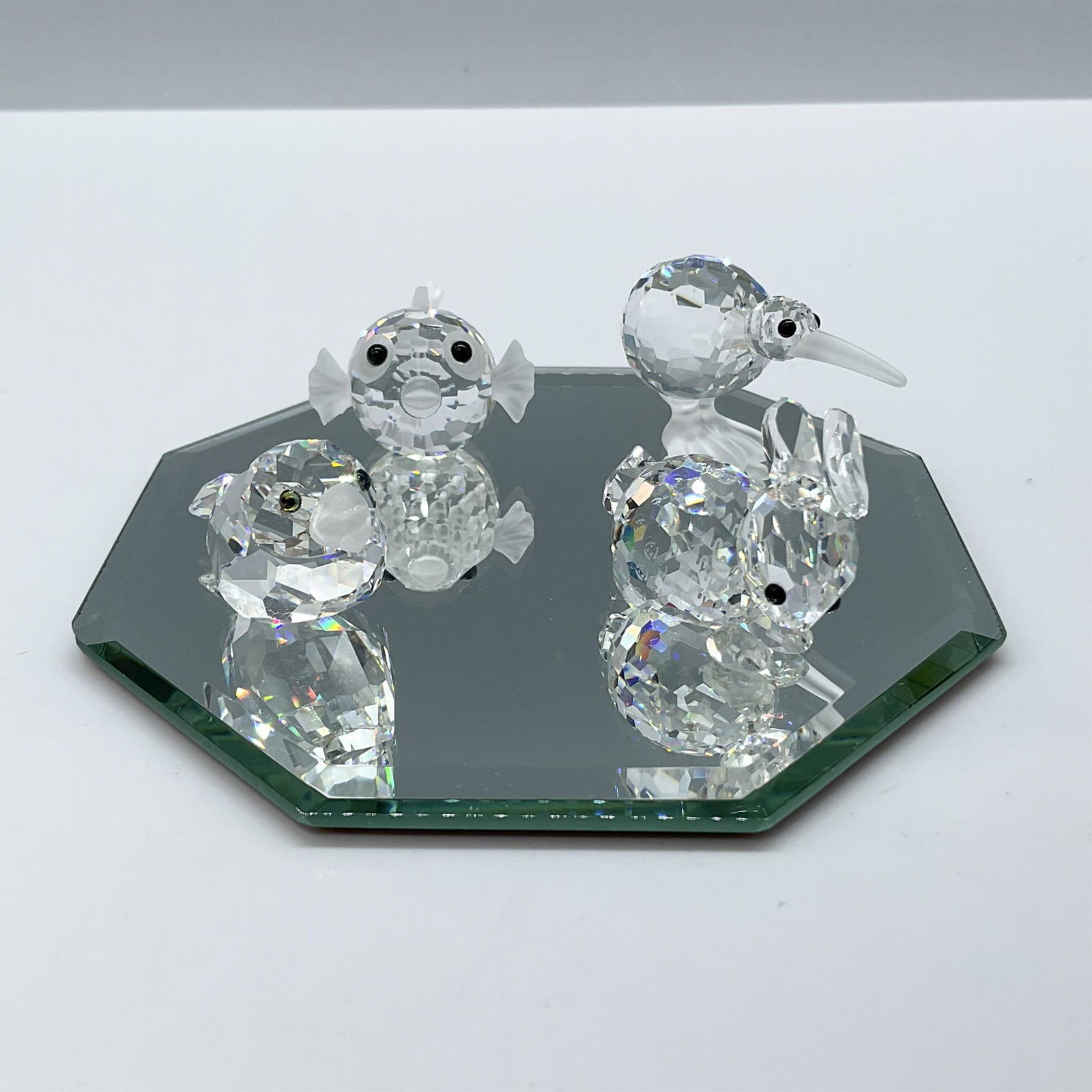 4pc Swarovski Crystal Figurines, Mini Animals + Mirror Base (1 of 3)