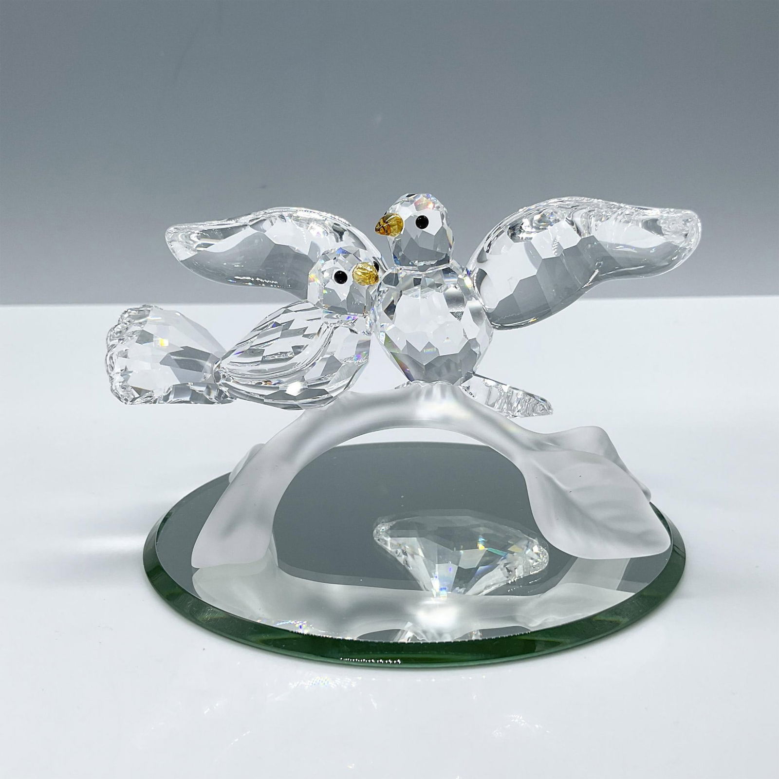 Swarovski Crystal Figurine, Turtledoves + Mirror Base (1 of 3)