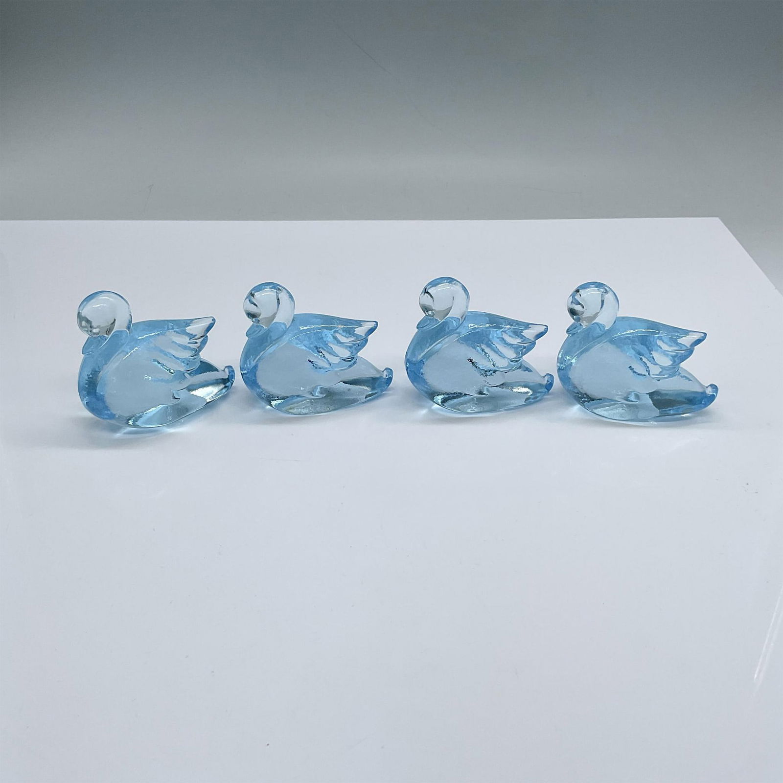 4pc Imperial Glass Aqua Blue Swan Figurines (1 of 5)