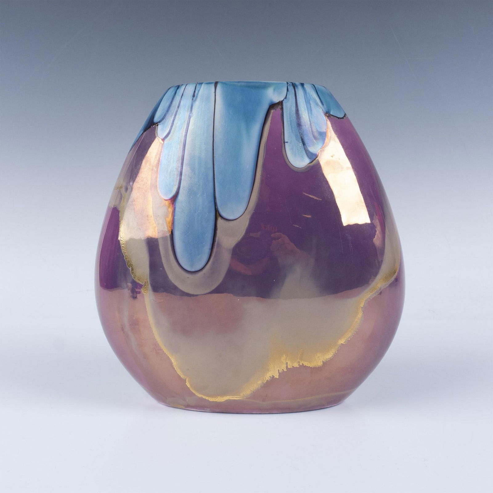 Nielsen's Extraordinary Ceramic Iridescent Drip Vase, Signed (1 of 6)