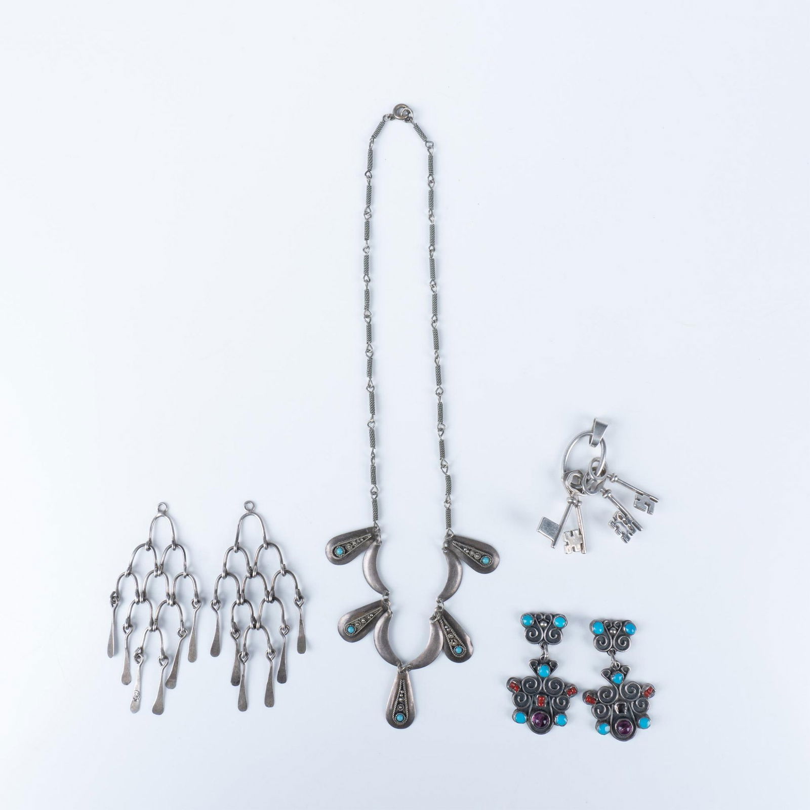 6pc Mexican Sterling Silver Pendants Charms and Necklaces (1 of 8)