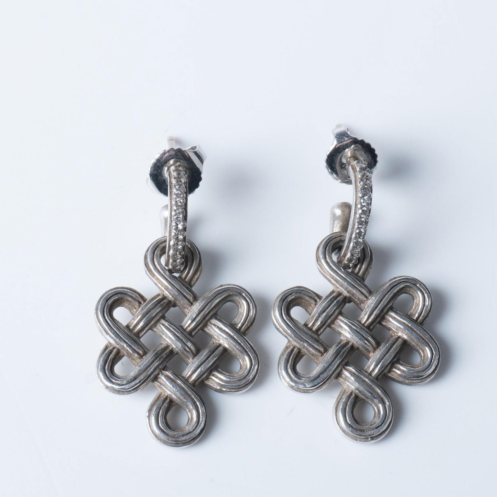 Pair of Sterling Silver and Diamonds Post Earrings (1 of 2)