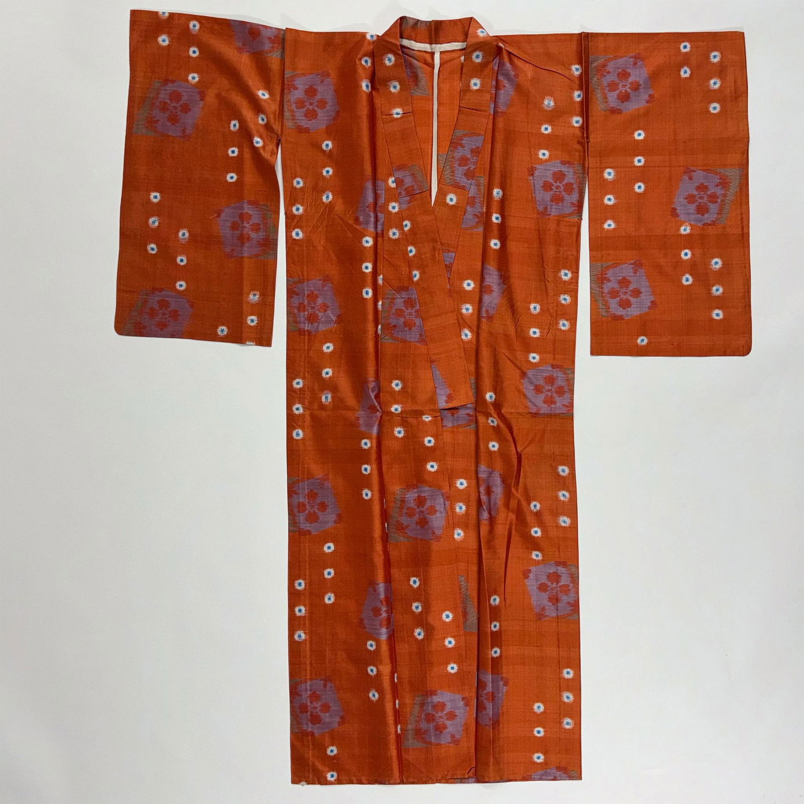 Vintage Japanese Silk Orange Colored Kimono Robe (1 of 6)