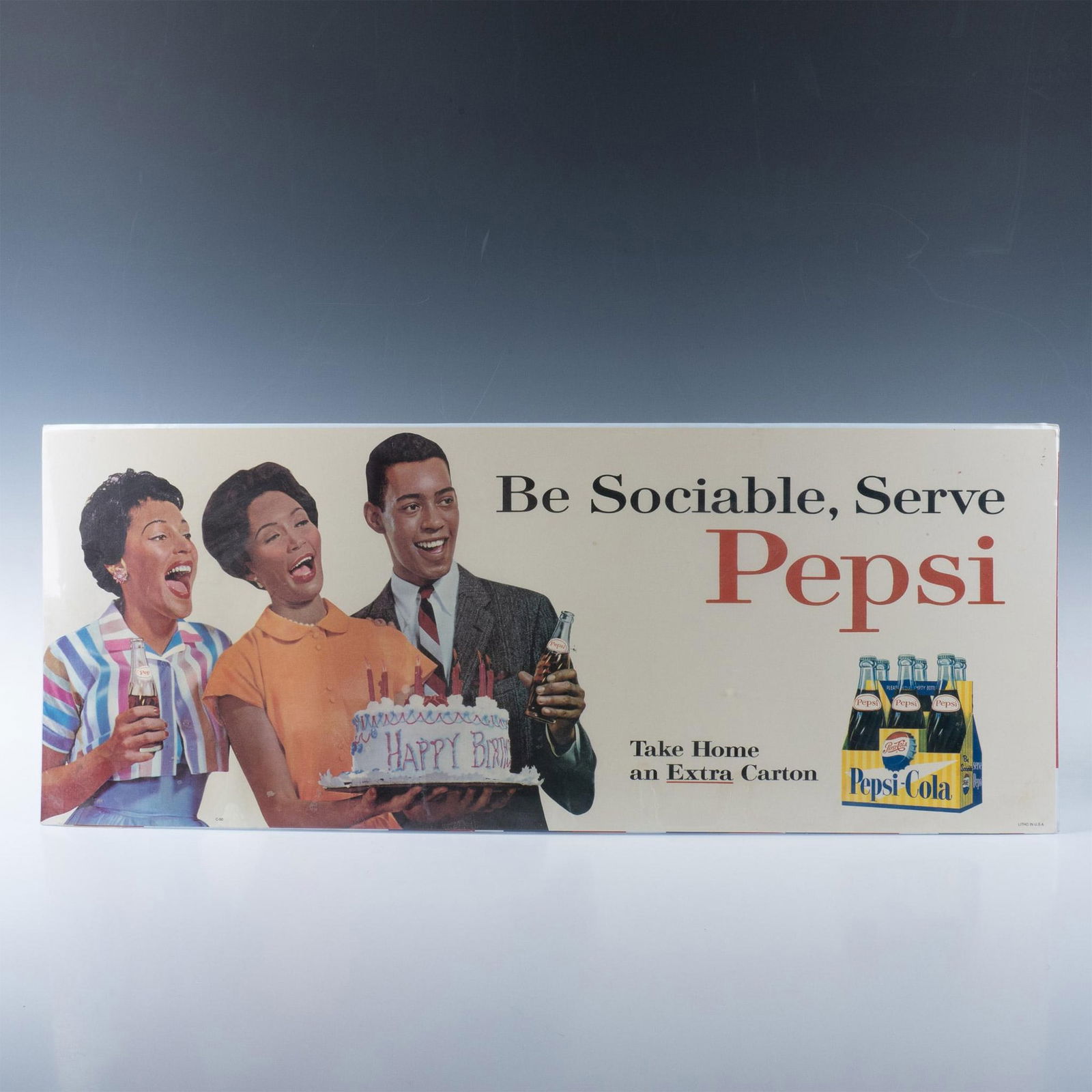 Pepsi-Cola Be Sociable Cardboard Advertising Trolly Sign (1 of 3)