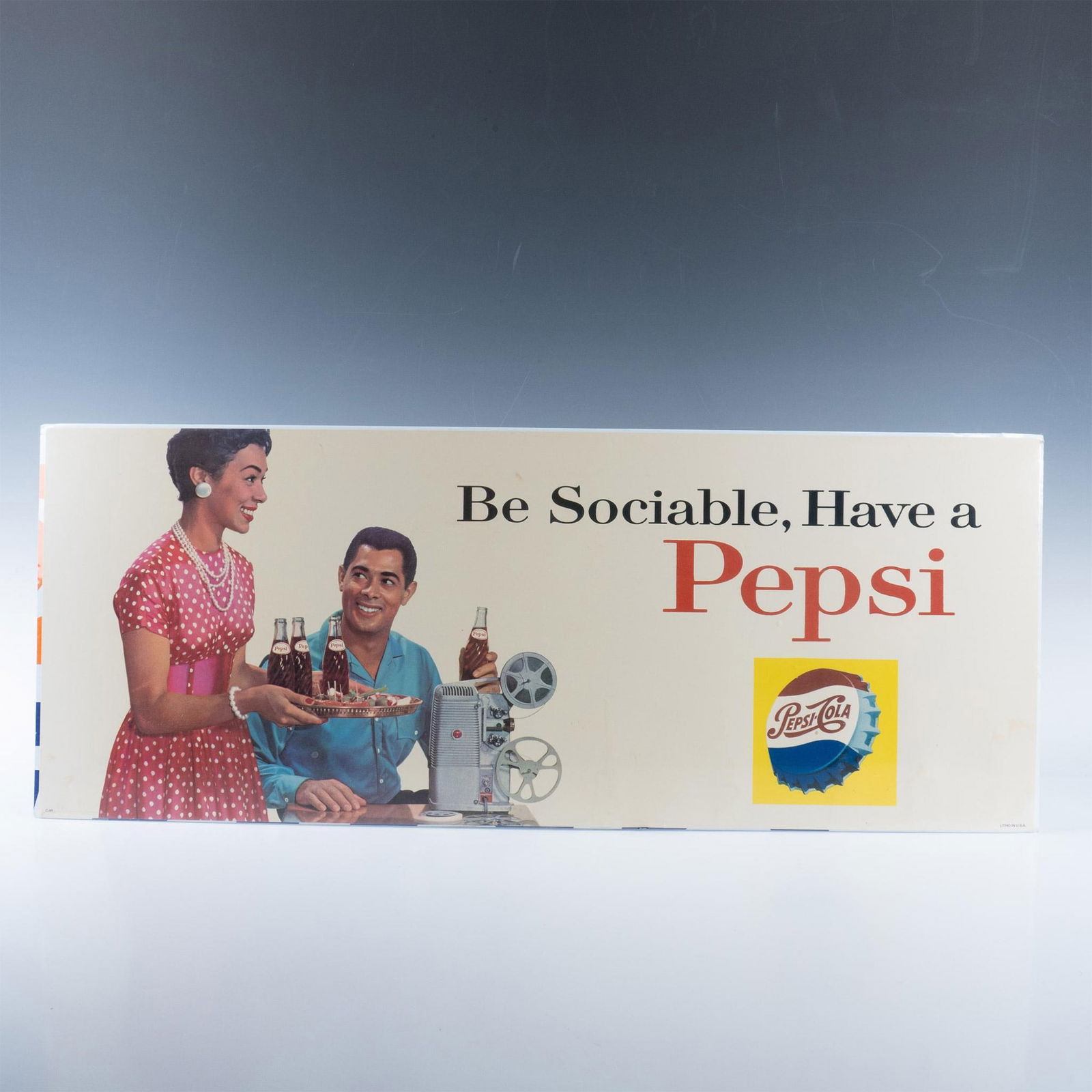 Pepsi-Cola Be Sociable Cardboard Advertising Trolly Sign (1 of 3)