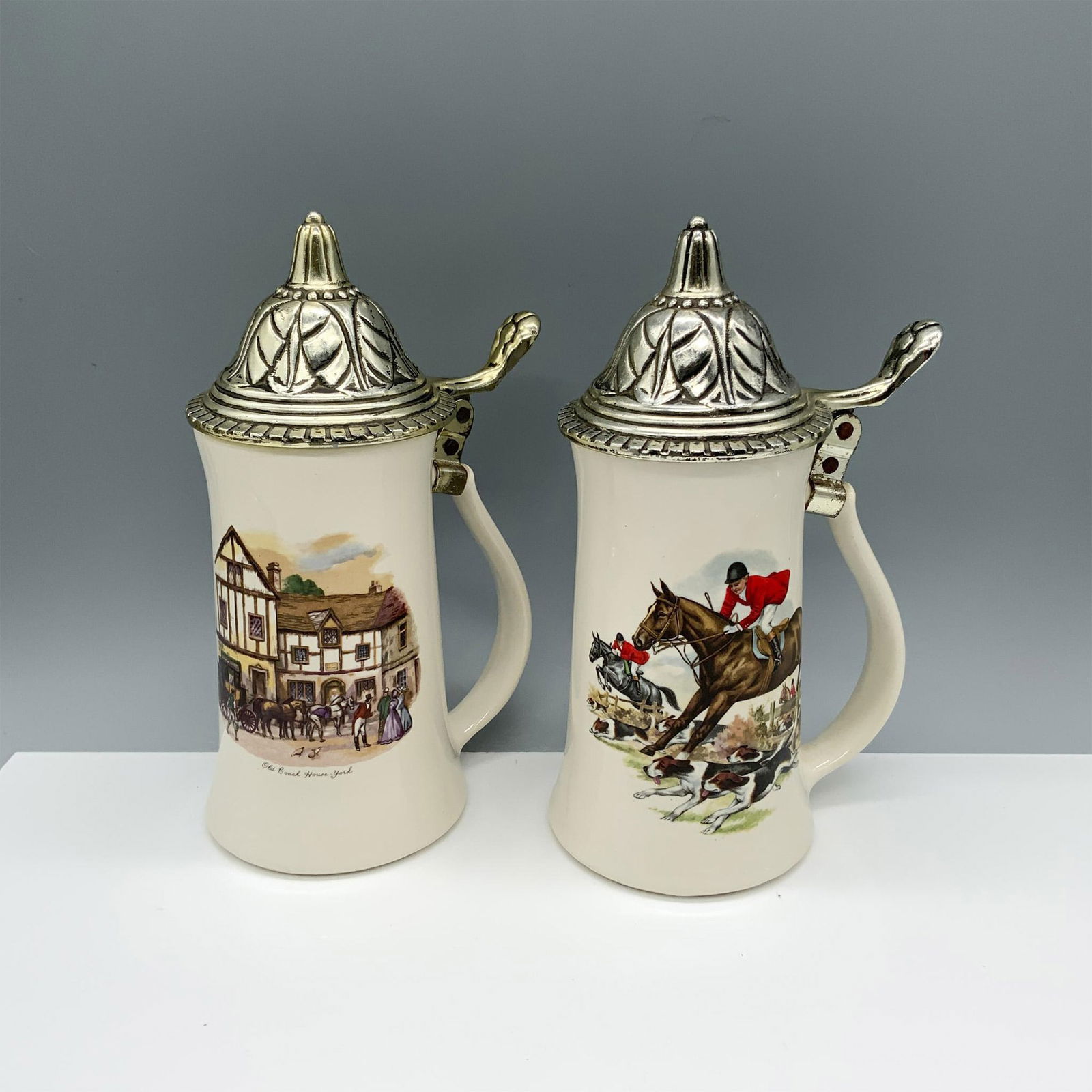 Pair of Nelson McCoy Porcelain Equestrian Beer Steins (1 of 4)
