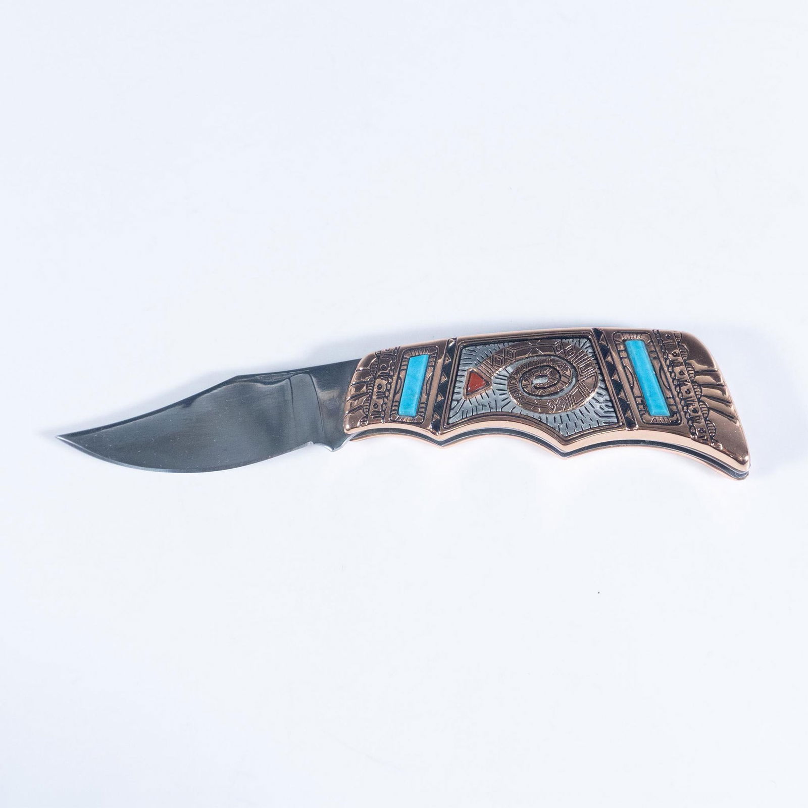 Franklin Mint Copper and Turquoise Collector Pocket Knife (1 of 4)