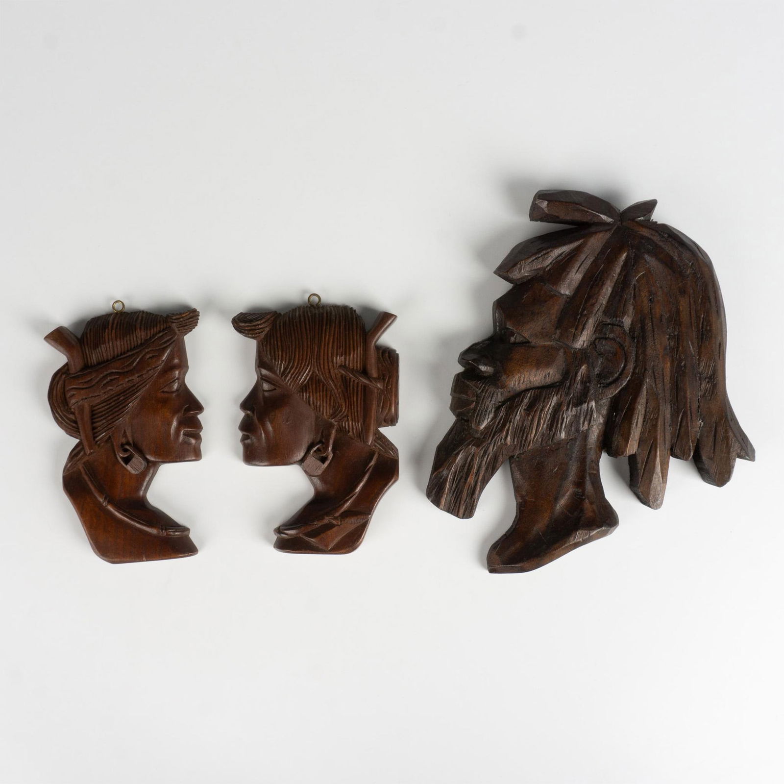 3pc Primitive Art Wooden Wall Carvings (1 of 2)