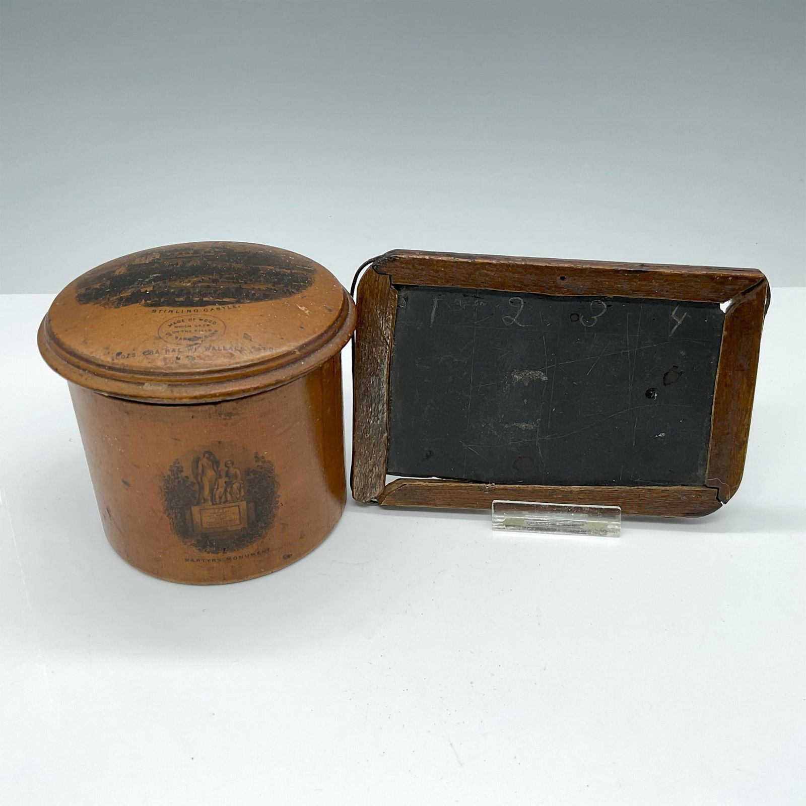2pc Antique Mauchlinware Box and Early Slate Chalk Board (1 of 4)