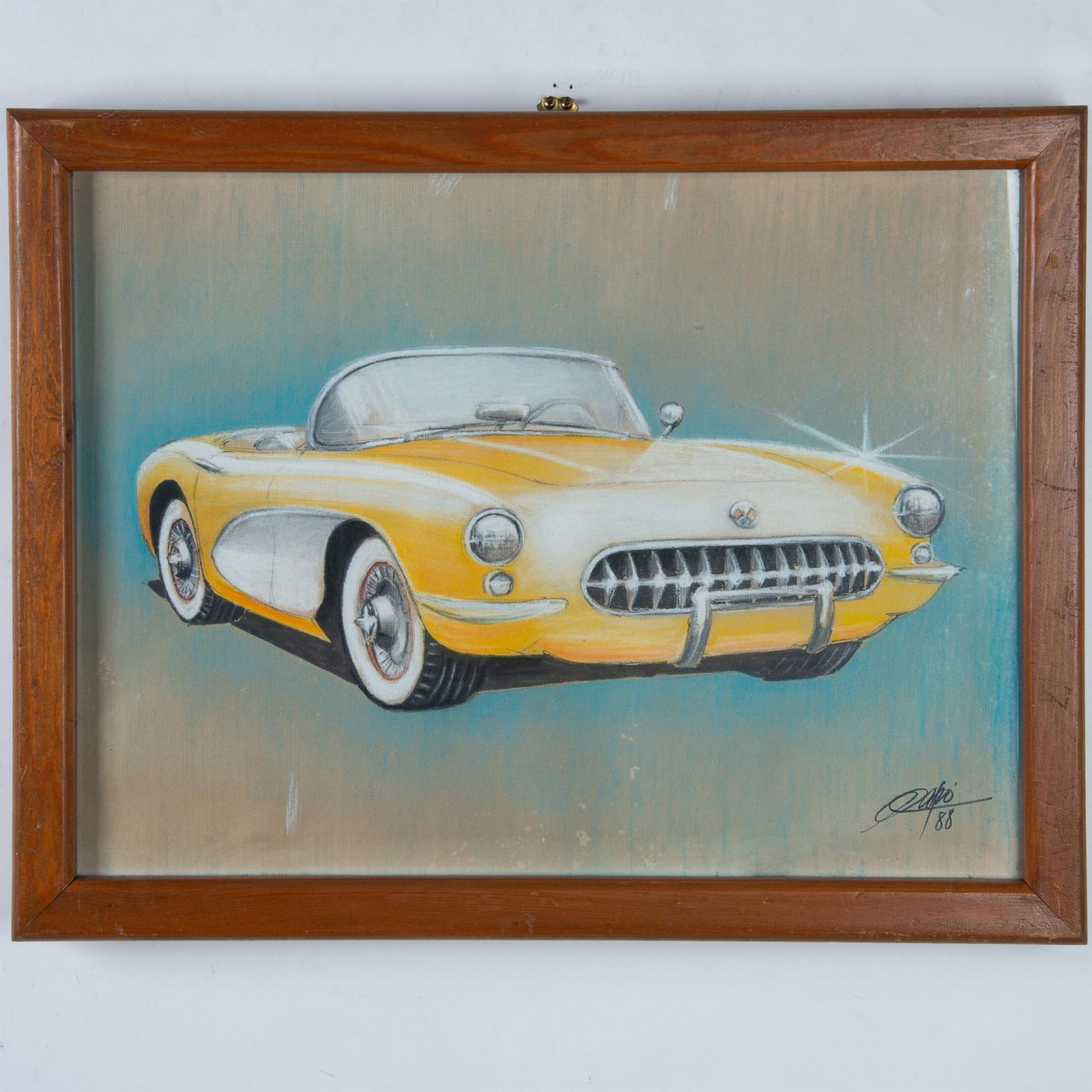 Original Pastel on Paper, Chevrolet C1 Corvette, Signed (1 of 4)