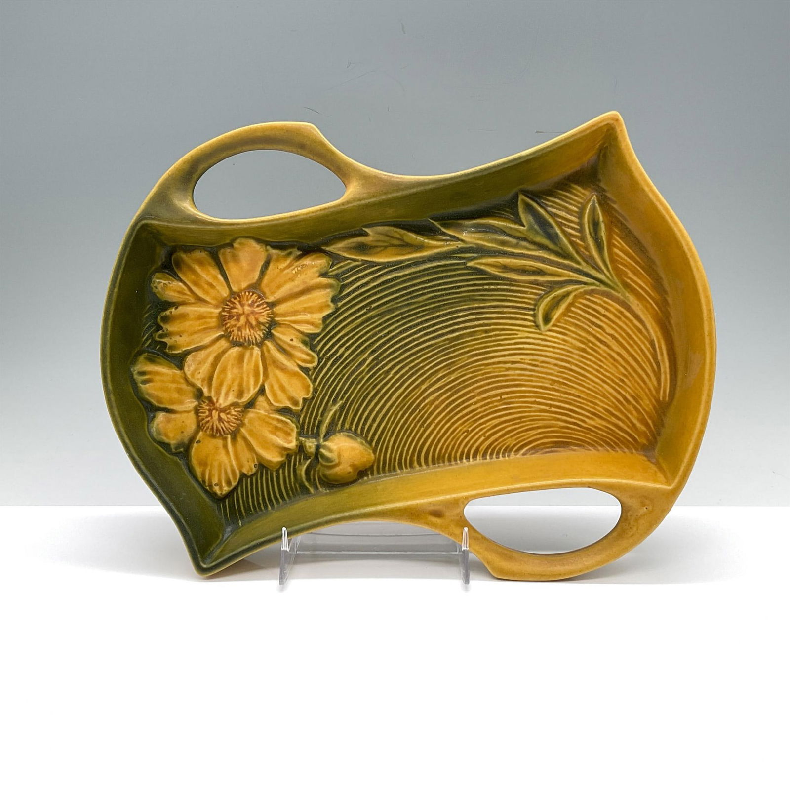 Roseville Pottery Double Handle Tray, Peony (1 of 3)