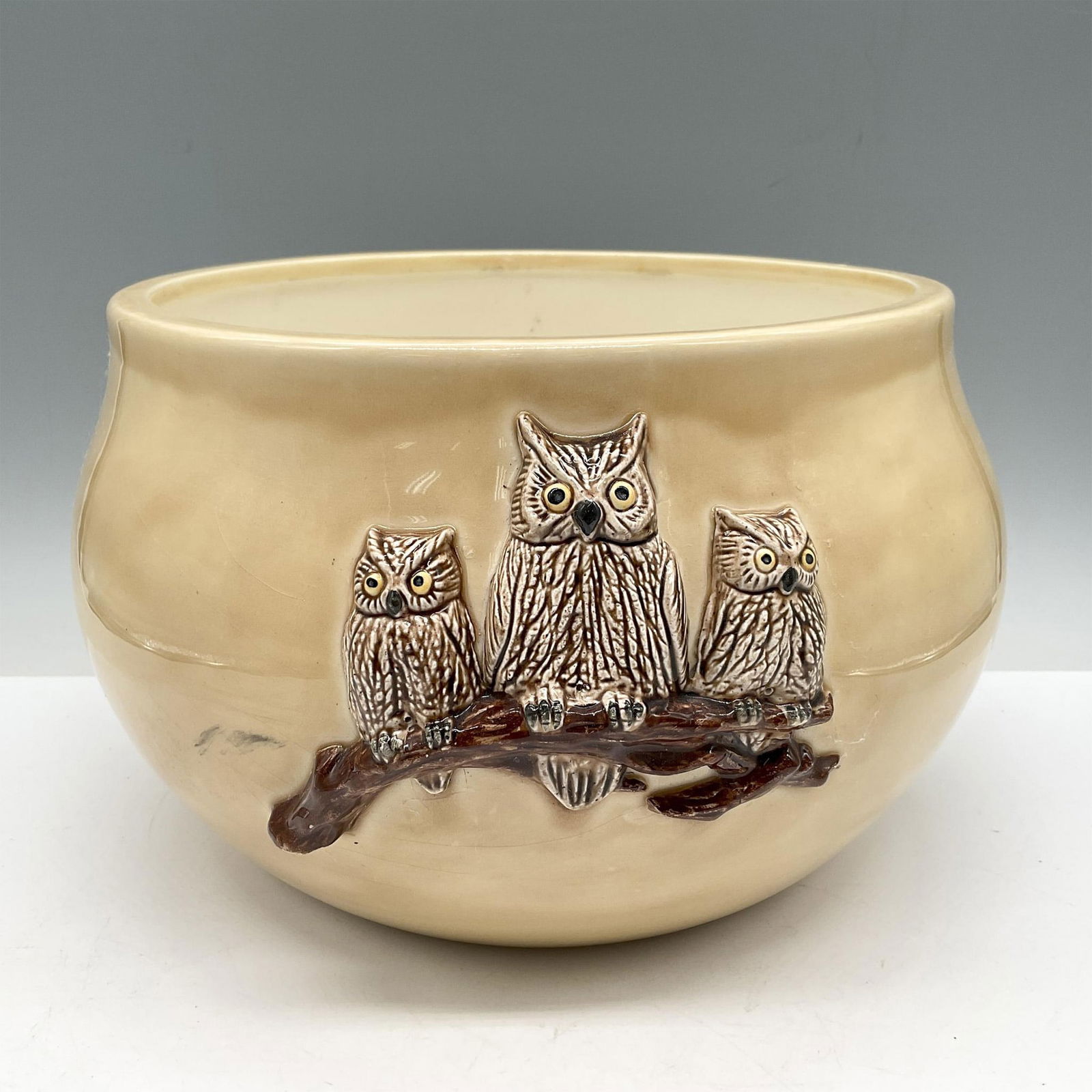 Owl Ceramic Jardiniere, Signed J Liz (1 of 4)