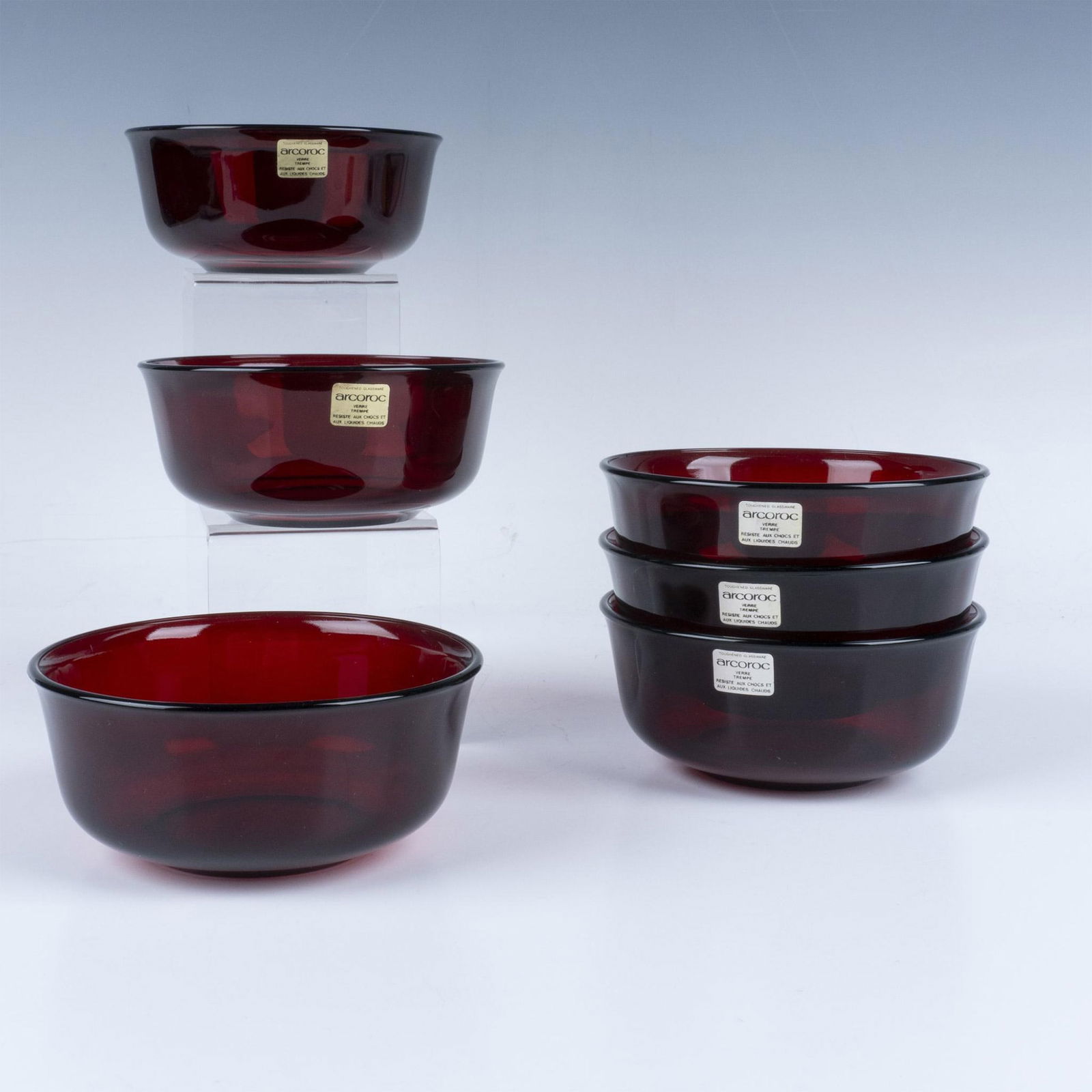 6pc Arcoroc Dessert Bowls, Ruby Red (1 of 4)