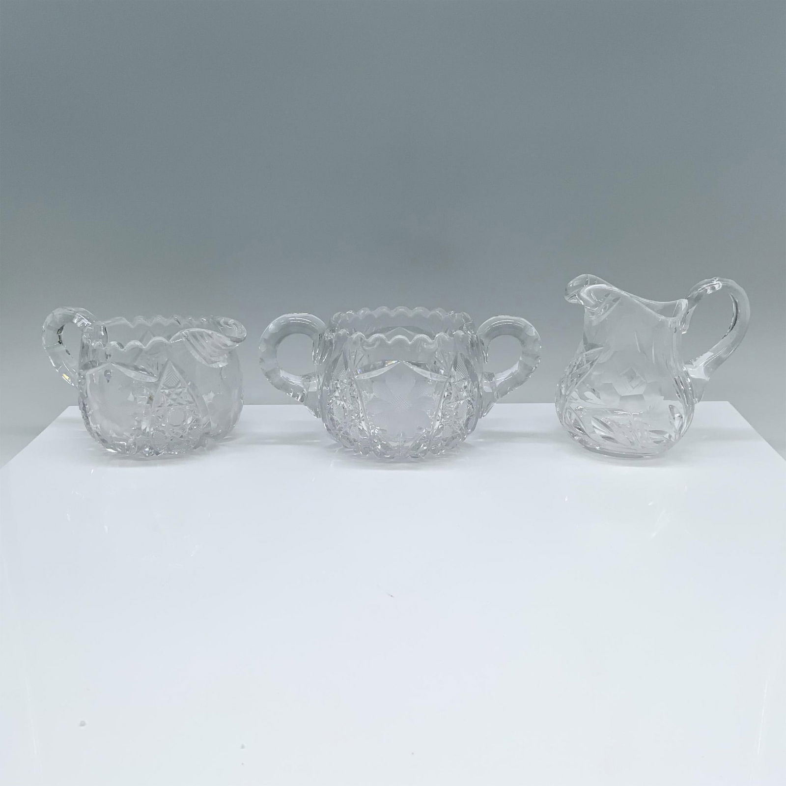 3pc American Brilliant Style Sugar Jar, Creamer, and Pitcher (1 of 3)